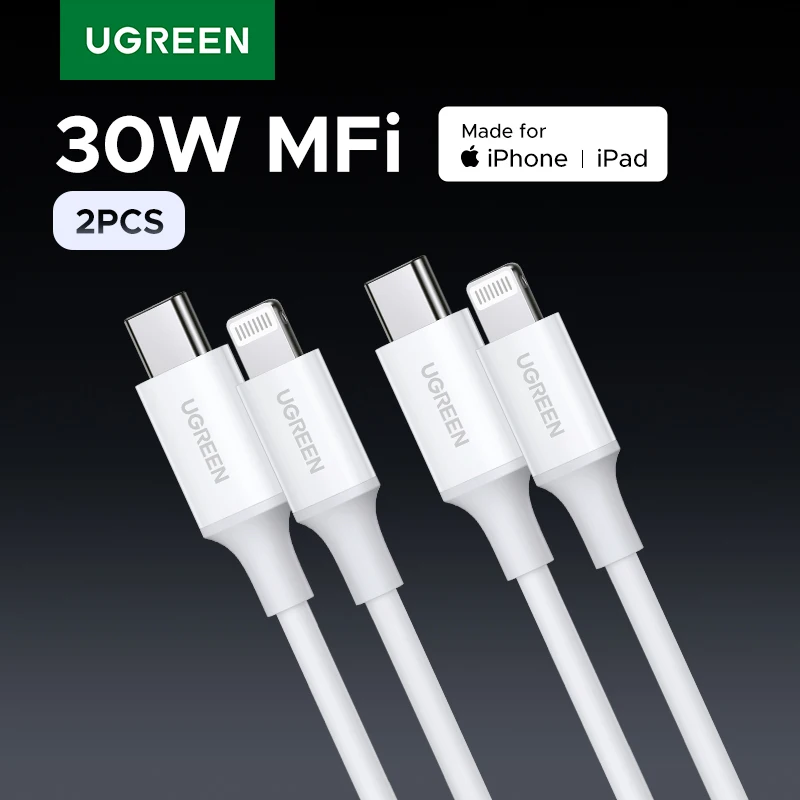 UGREEN 2 uds MFi 20W PD USB tipo C a Cable Lightning para iPhone 14 13 12 Pro Max carga rápida para iPad Mini teléfono Cables tipo C - imagen 2