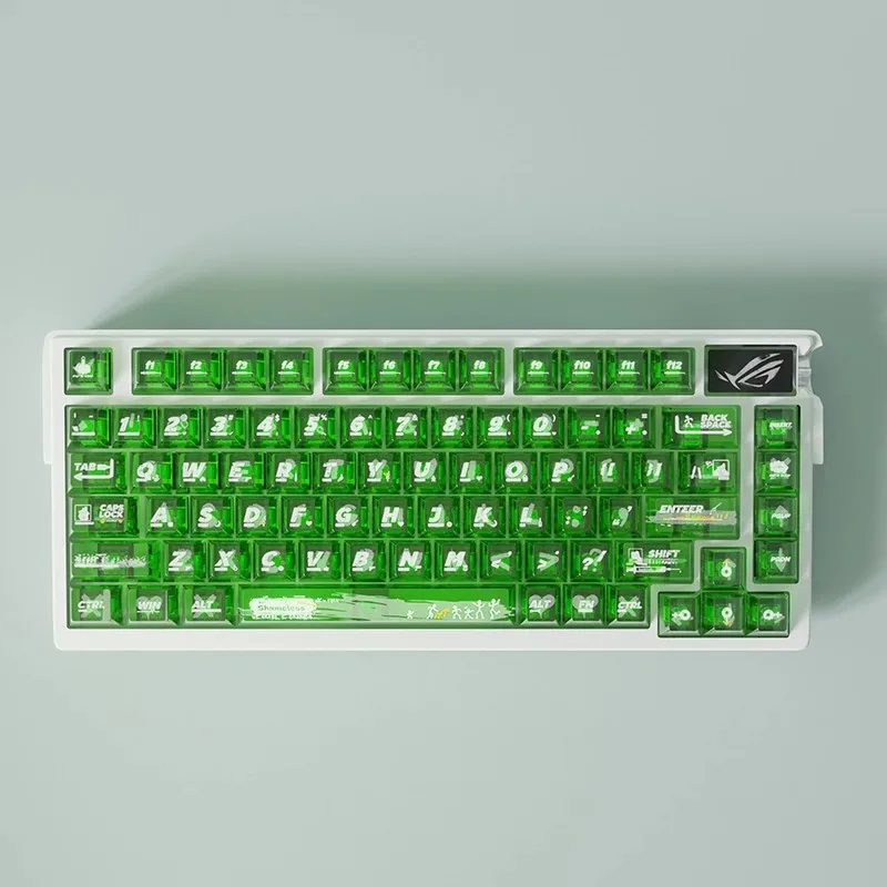 Teclas con tema verde transparente, 115 teclas, perfil de cereza para PC, tapas de teclado para juegos personalizadas para regalo de teclado mecánico wooting
