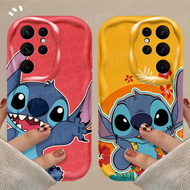 Funda de dibujos animados de Disney Stitch 3D Wave para Samsung Galaxy S24 Ultra S23 S22 Plus S21 S20 FE A25 A55 A35 5G Funda de silicona suave - imagen 3