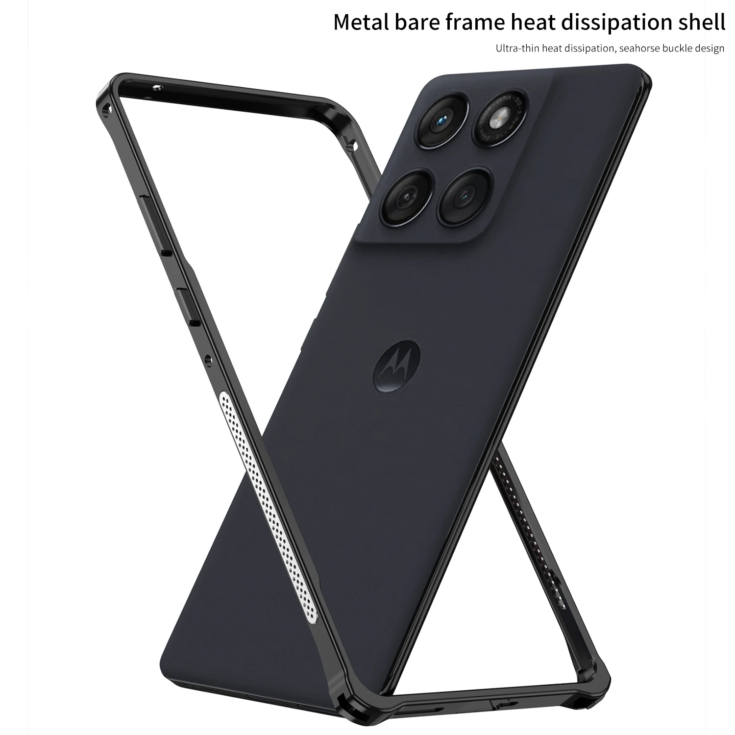 Funda con marco de Metal para Moto Edge 60 Pro 60S, cubierta ultrafina con diseño de hebilla de caballito de mar y disipación de calor para Motorola Edge60 Pro 60S