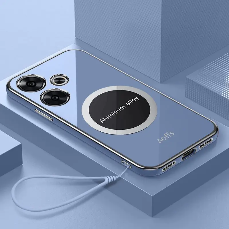 Funda trasera protectora delgada magnética para teléfono Xiaomi POCO F6 Pro, carcasa de TPU suave chapada, carcasa de teléfono