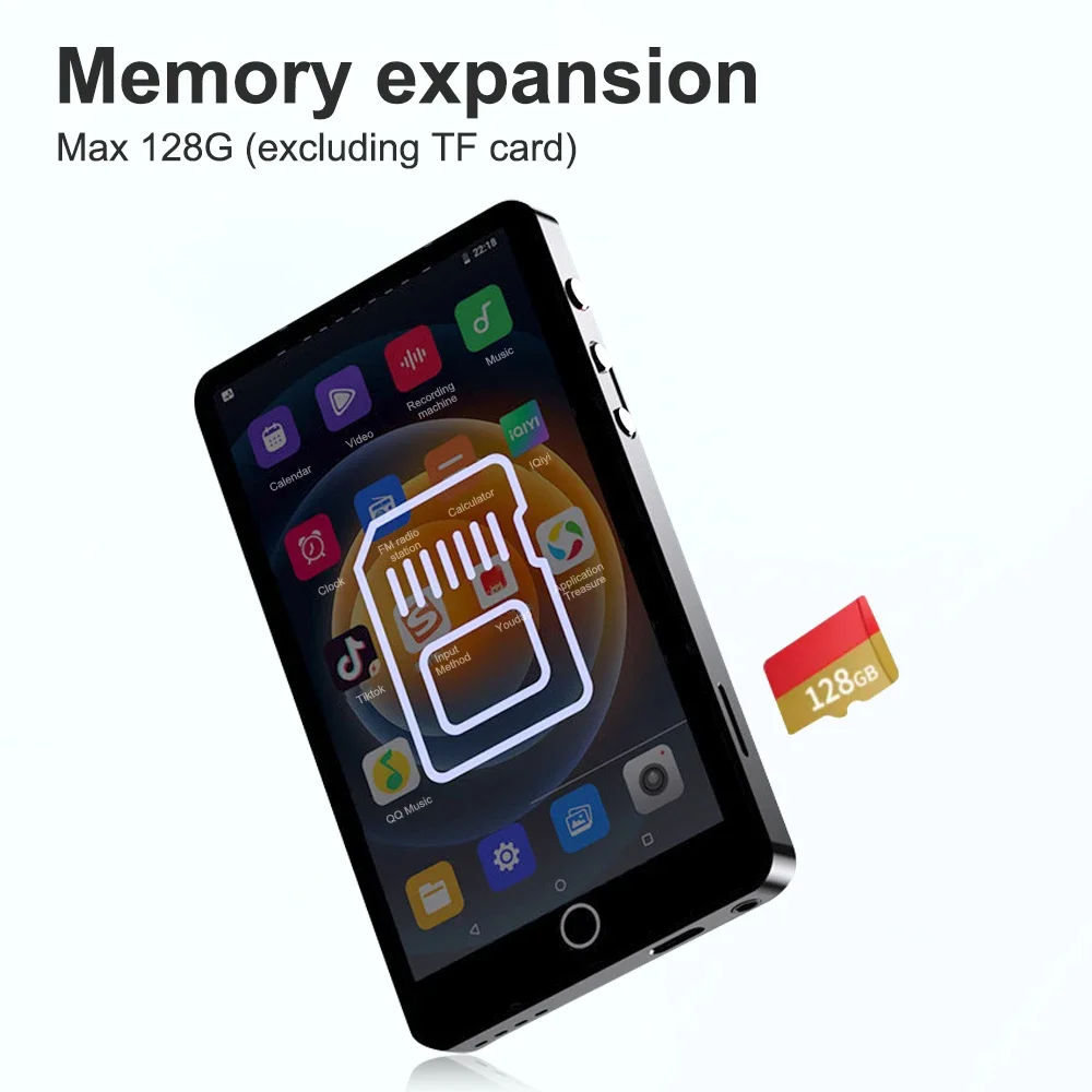 Reproductor de MP3 WiFi portátil, reproductor de música HiFi con Bluetooth, altavoz incorporado, pantalla táctil, cámara de reproducción de vídeo MP4, grabadora de Radio FM - imagen 5