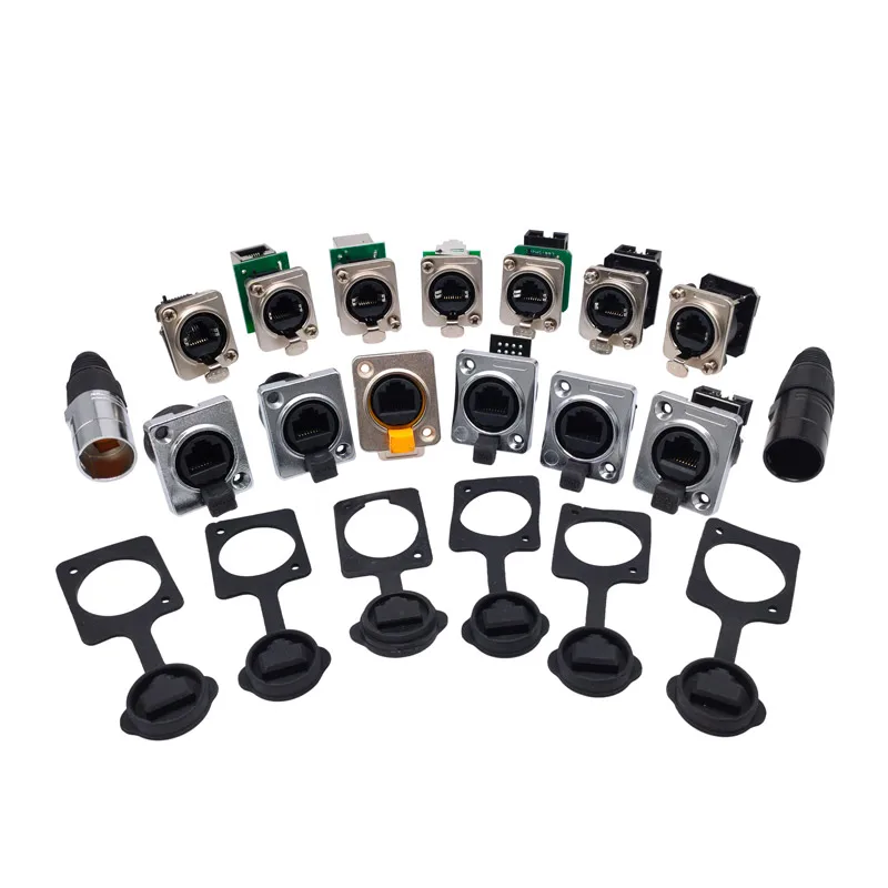 1 Uds conector tipo D RJ45 montaje en Panel 8P8C conectores de red impermeables NE8FDP NE8FDE