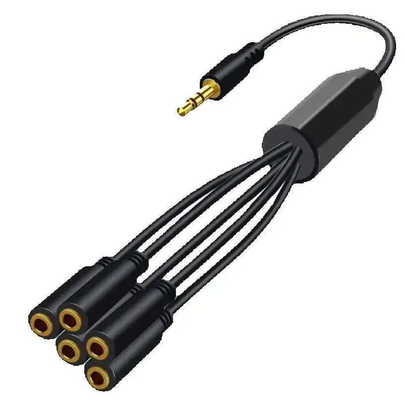 Divisor de audio Cable de 3,5 mm 3,5 mm 3 hembra a macho Jack 1 a 6 3 4 5 Adaptador Cable auxiliar para iPhone Samsung Reproductor de MP3 Auriculares