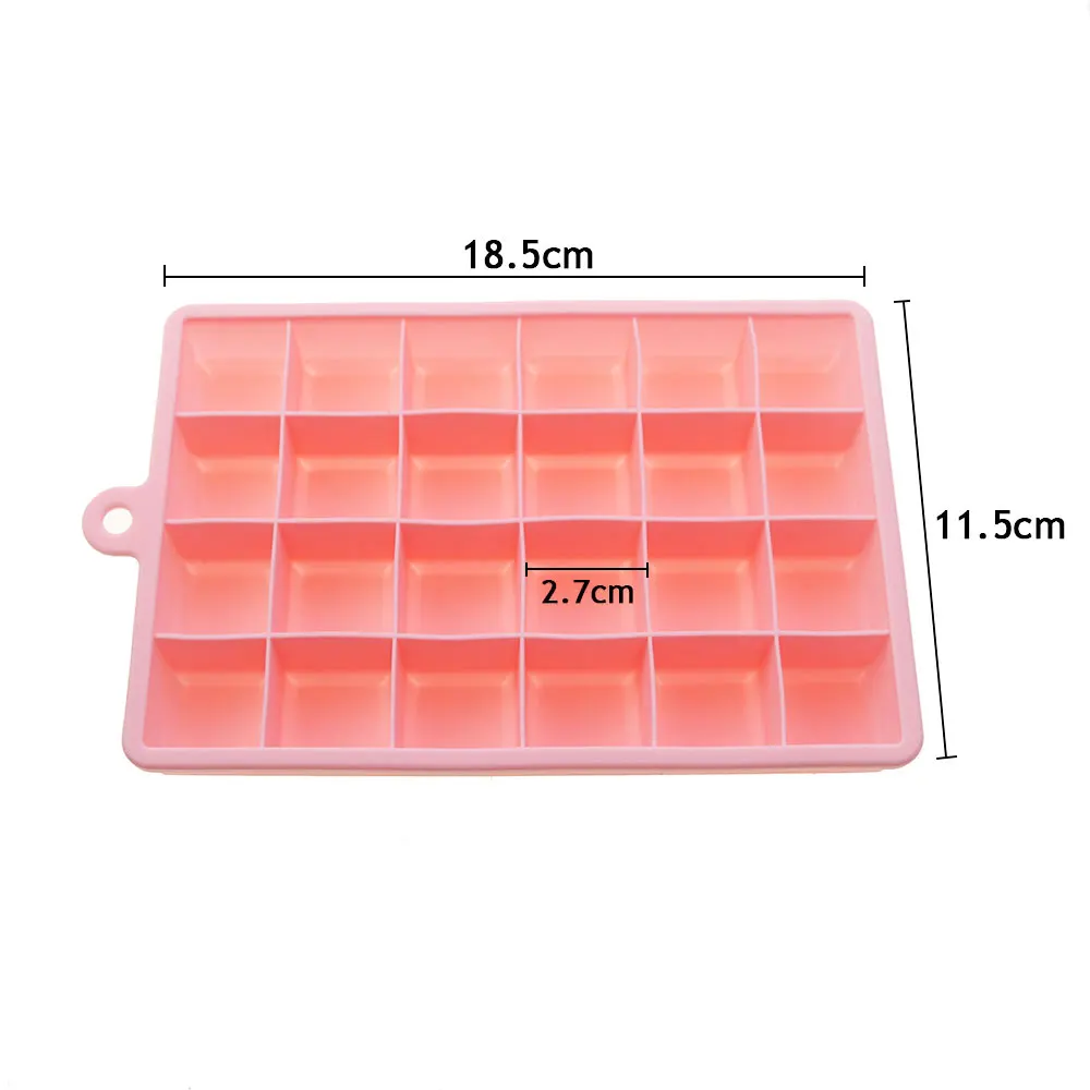 JCD-Molde de silicona para cubitos de hielo, bandeja cuadrada grande de 24 rejillas, duradera, de grado alimenticio, fabricante de cubitos de hielo con tapa - imagen 4
