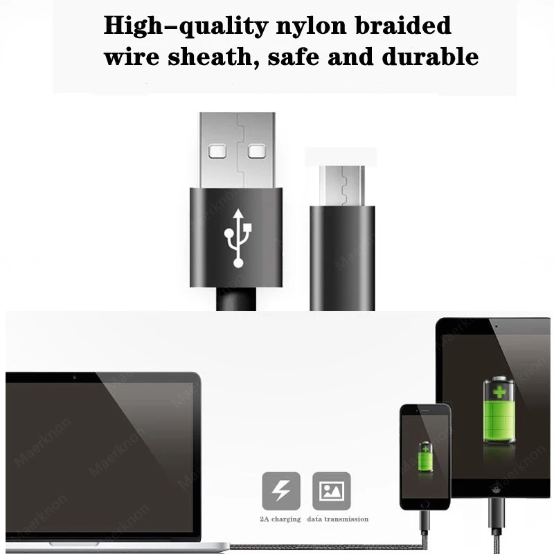 Cable Micro USB 2.4A de carga rápida, cargador Microusb trenzado de nailon, Cable de datos para Samsung, Xiaomi, Huawei, teléfono Android, Micro Cable USB - imagen 2