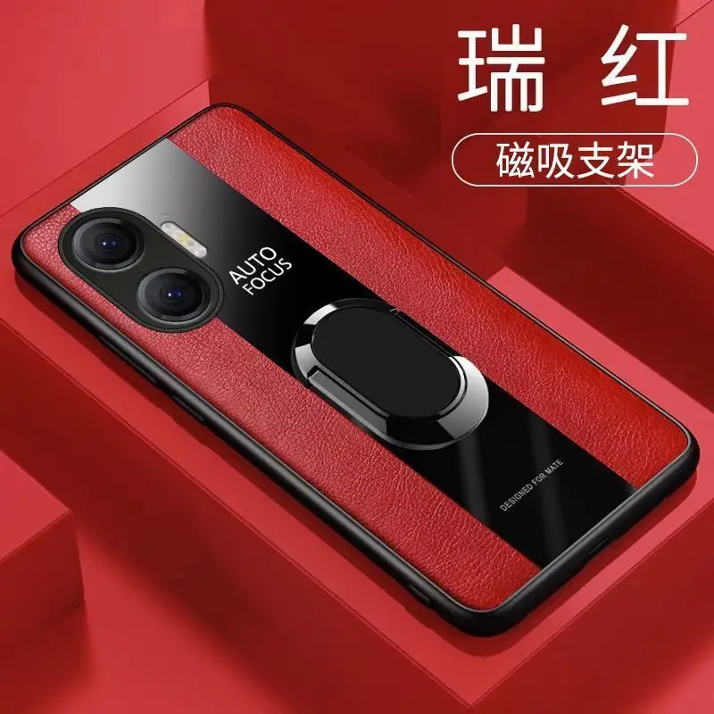 Funda con soporte magnético para POCO F7 X7 Pro F7, funda con soporte de anillo de cuero PU Ultra lujoso para POCO F7 Capa, parachoques a prueba de golpes