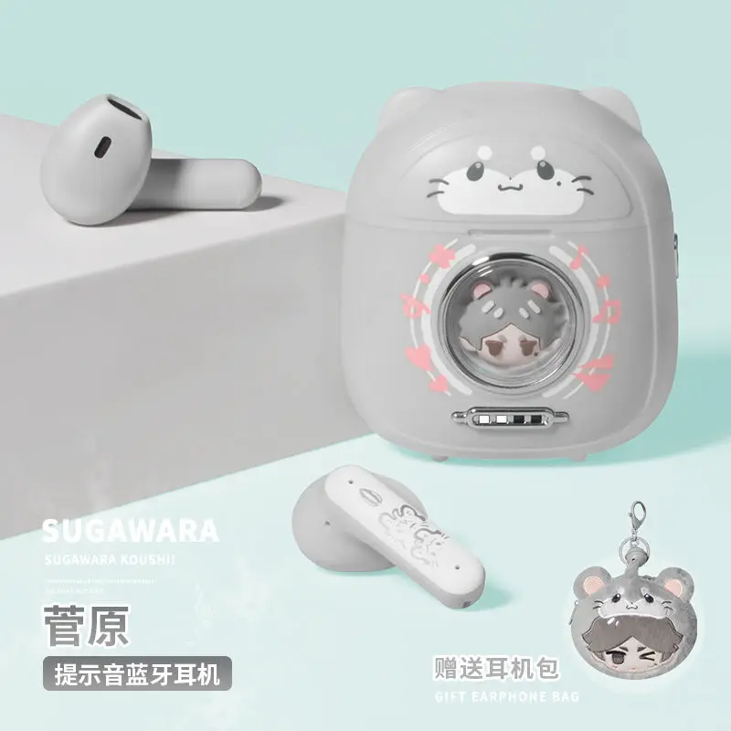 Auriculares Bluetooth 5,4 Anime Haikyu Sugawara Koushi auriculares regalo Cool personalizado Cosplay auriculares con cancelación activa de ruido - imagen 4