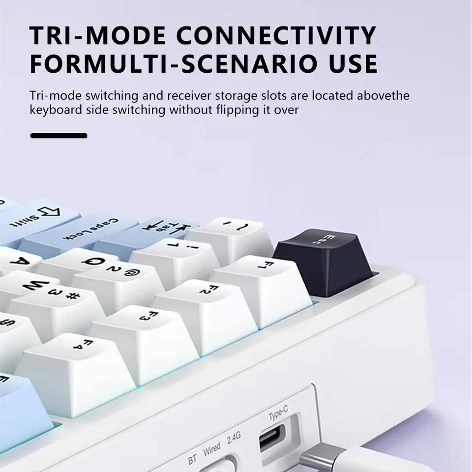 Teclado mecánico inalámbrico AULA F75 MAX con perilla de pantalla TFT, diseño 75% ANSI, teclado para juegos de deportes electrónicos con cable/Bluetooth/2,4G - imagen 5