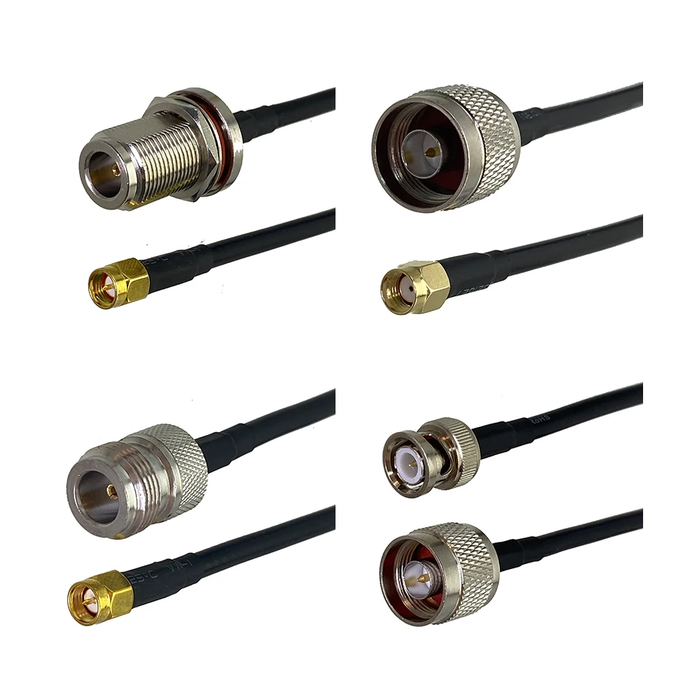 Cable Coaxial RF 5 m con conectores N, BNC, SMA y TNC - Panel