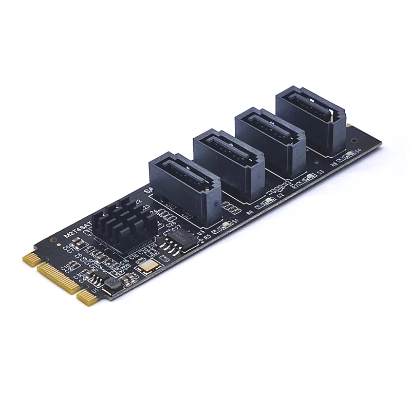 Tarjeta adaptadora M.2 Key PCIE Gen3 a 6 puertos SATA 3,0, tarjeta convertidora NVMe a SATA NVME PCIe 3,0 a 4 puertos SATA3, tarjeta de expansión de 6Gbps - imagen 2