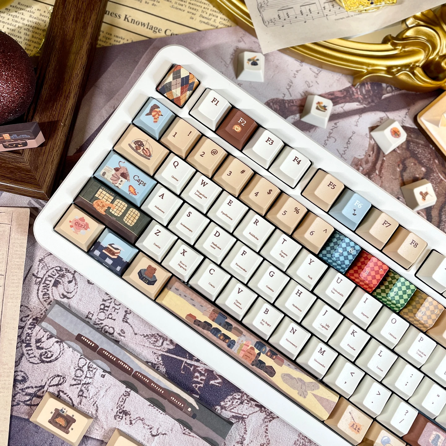 Juego de teclas con tema Diagon Alley, 135 teclas, sublimación PBT, perfil de cereza, tapas de teclado para accesorios de teclado mecánico - imagen 5