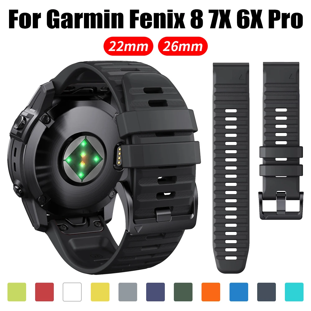 Correa de silicona QuickFit de 22mm y 26mm para Garmin Fenix 8 7X 6X Pro, correa para Epix Pro Gen 2 47mm 51mm Forerunner 970 965, correas de reloj