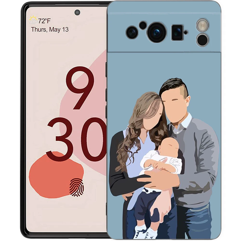 Funda de teléfono para Google Pixel 8, 7, 6 Pro, 8A, 7A, 6A, carcasa de TPU, silicona suave a prueba de golpes, cubierta negra para bebé, niña, mamá, familia - imagen 5
