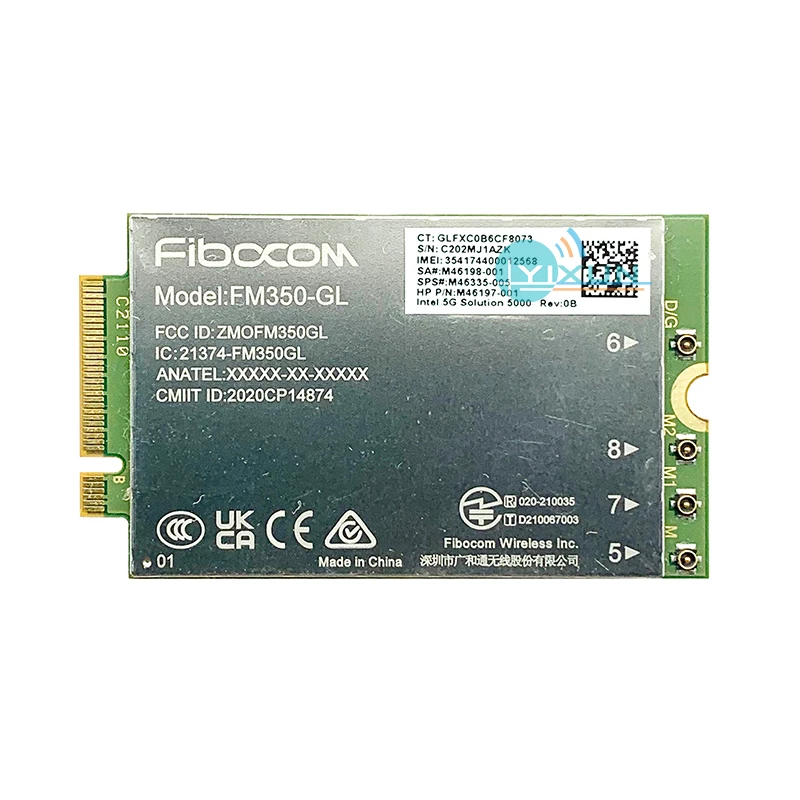 Módulo Fibocom FM350-GL 5G M.2 para portátil HP X360 830 840 850 G7 5G LTE WCDMA 4x4 MIMO GNSS