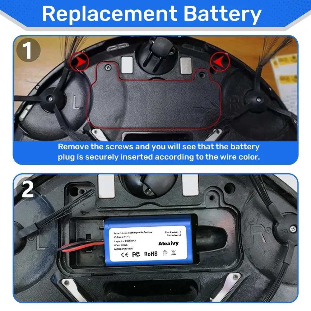 Batería de repuesto para XiaoMi MiJia Mi Robot Vacuum-Mop Essential G1 MJSTG1 SKV4136GL, 14,8 V, 3500mAh, H18650CH-4S1P - imagen 5