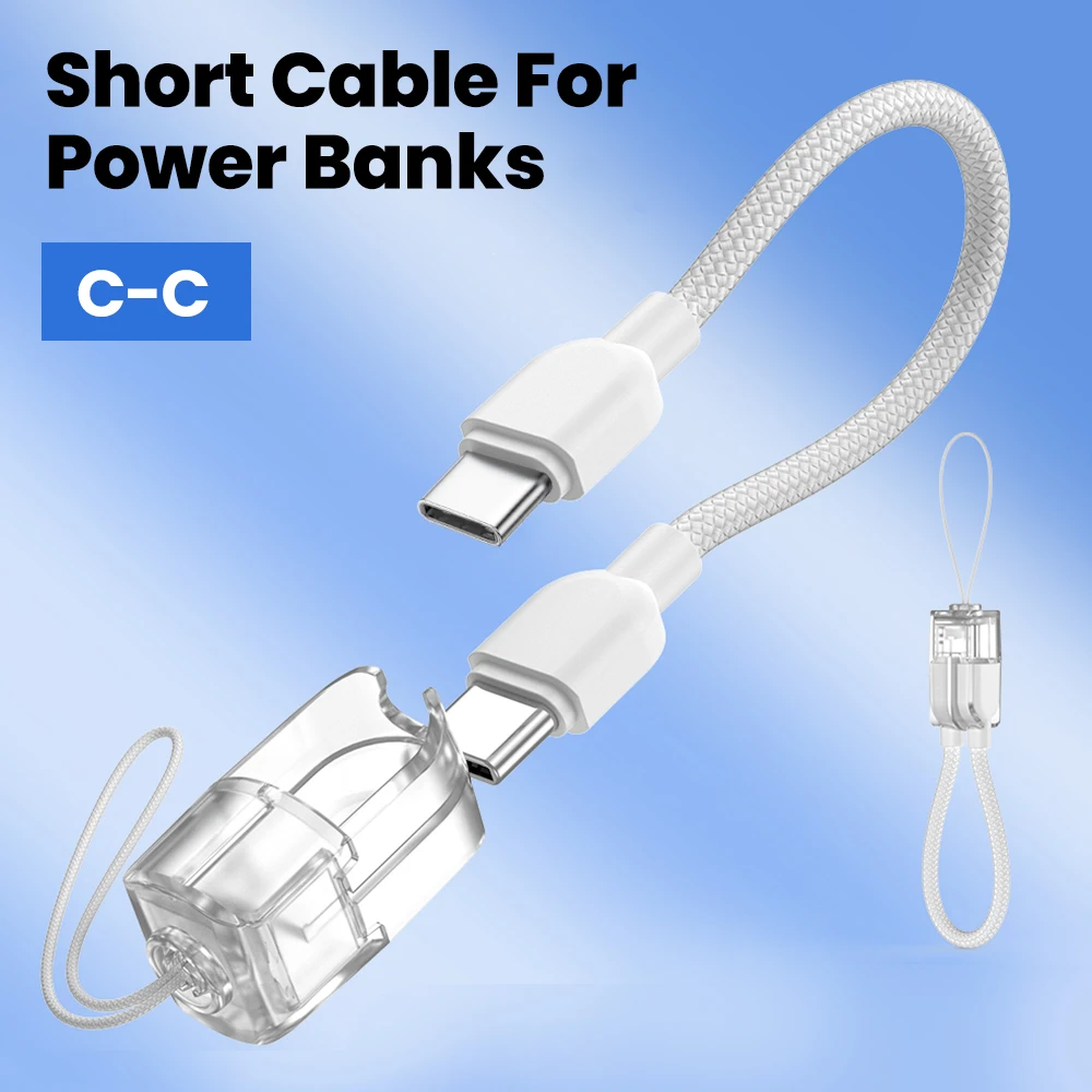 Olaf 60W USB tipo C a tipo C Cable banco de energía llavero Cable de datos corto para iPhone15 16 Samsung Cable USB C a ios de carga rápida