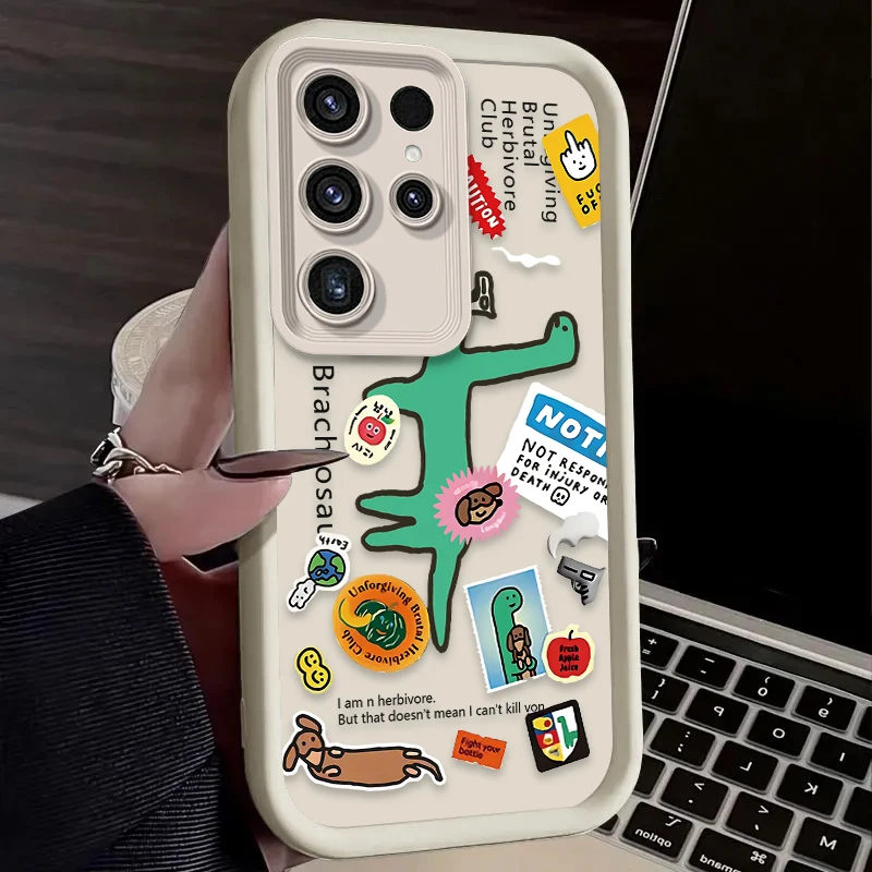Funda de dinosaurio bonito de dibujos animados para Samsung Galaxy S24 S23 S25 Ultra S22 S21 Plus FE A56 A36 A26 A16 A06 A15 A25 A35 A55 5G - imagen 5