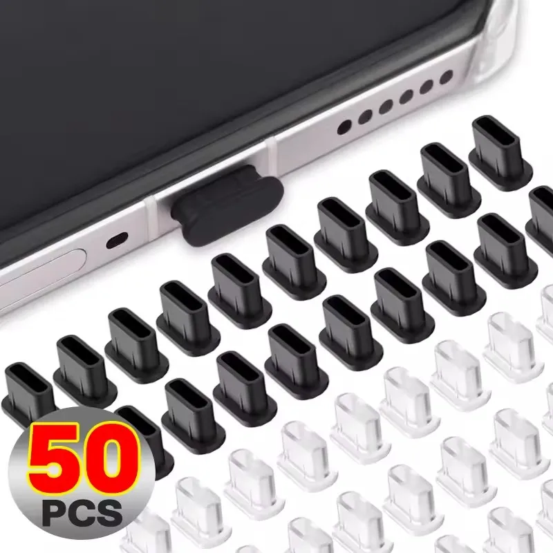 Tapones antipolvo tipo C de silicona, puerto de carga USB C, Protector de cubierta antipolvo para iPhone 15 16, Samsung Galaxy S25, 1/20 Uds.