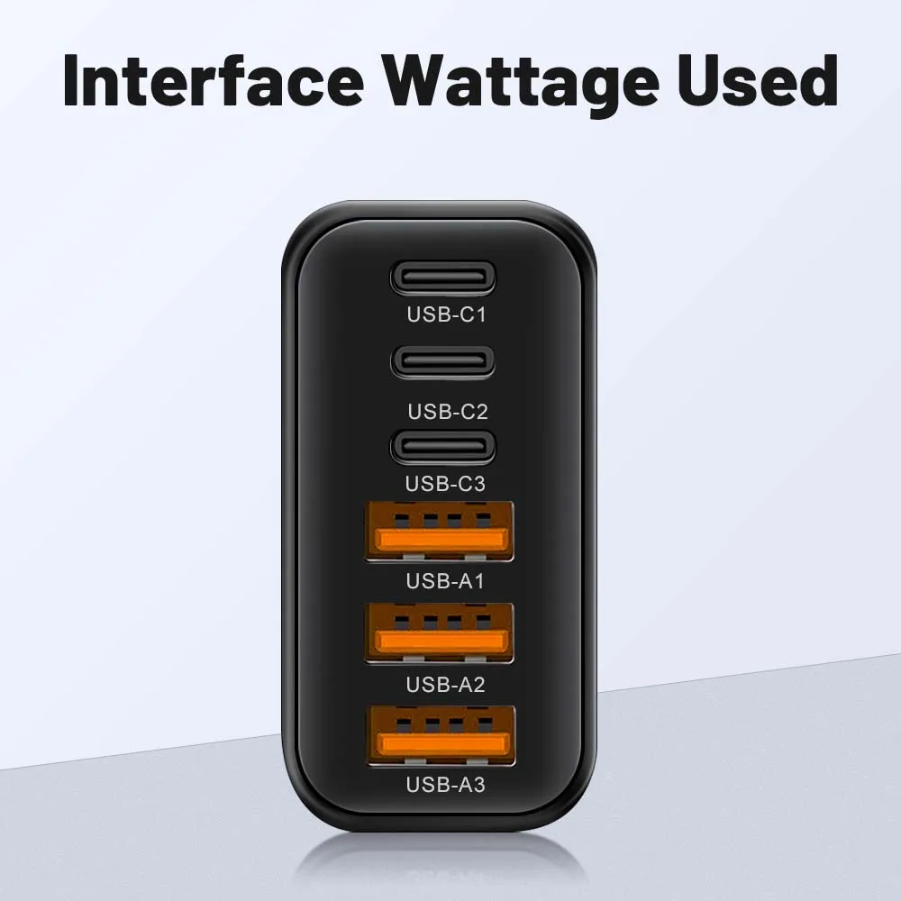 Cargador USB C Total de 65W, múltiples puertos tipo C PD, adaptador de pared para teléfono móvil de carga rápida para iPhone, Xiaomi y Samsung - imagen 4