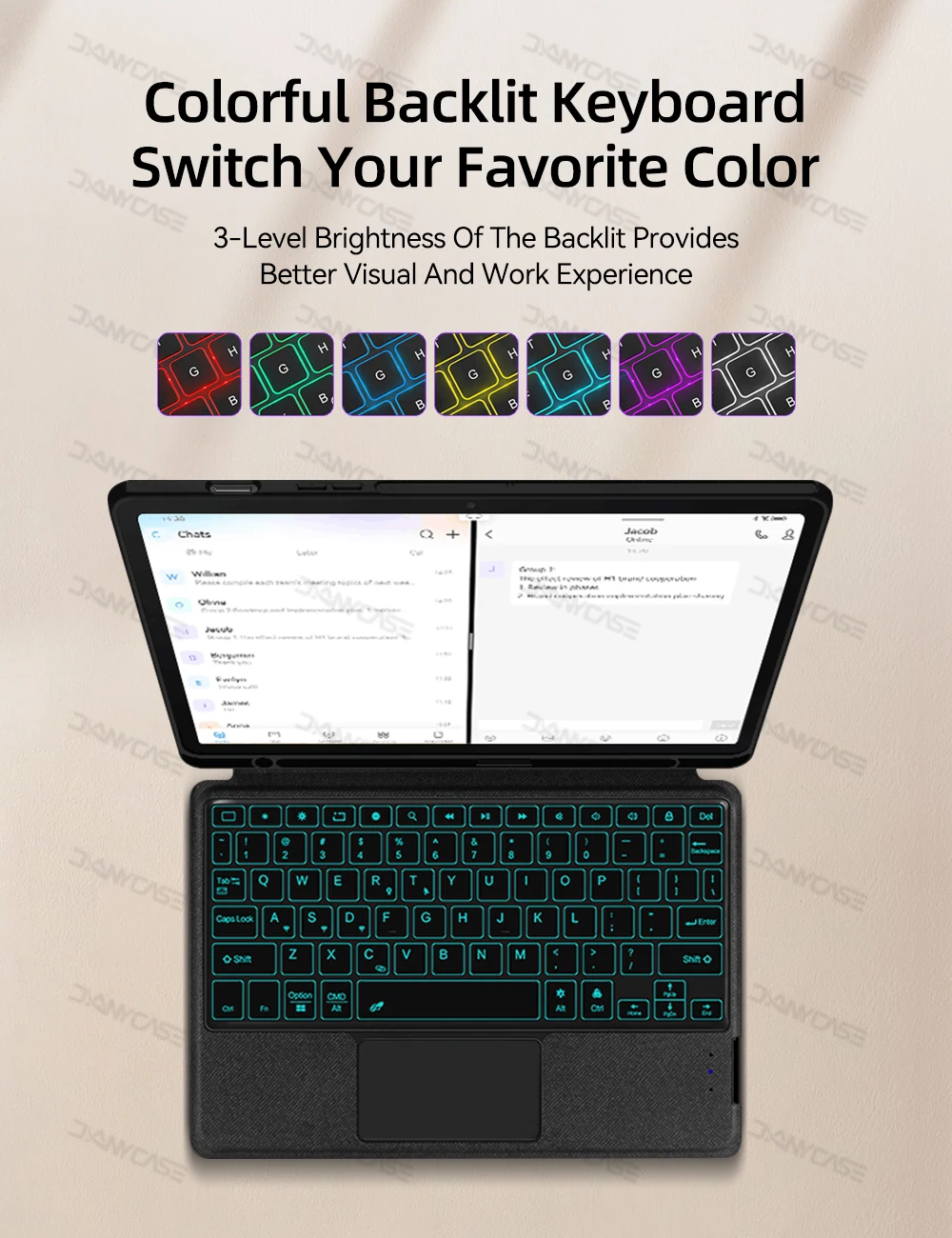 Una computadora portátil con un teclado colorido