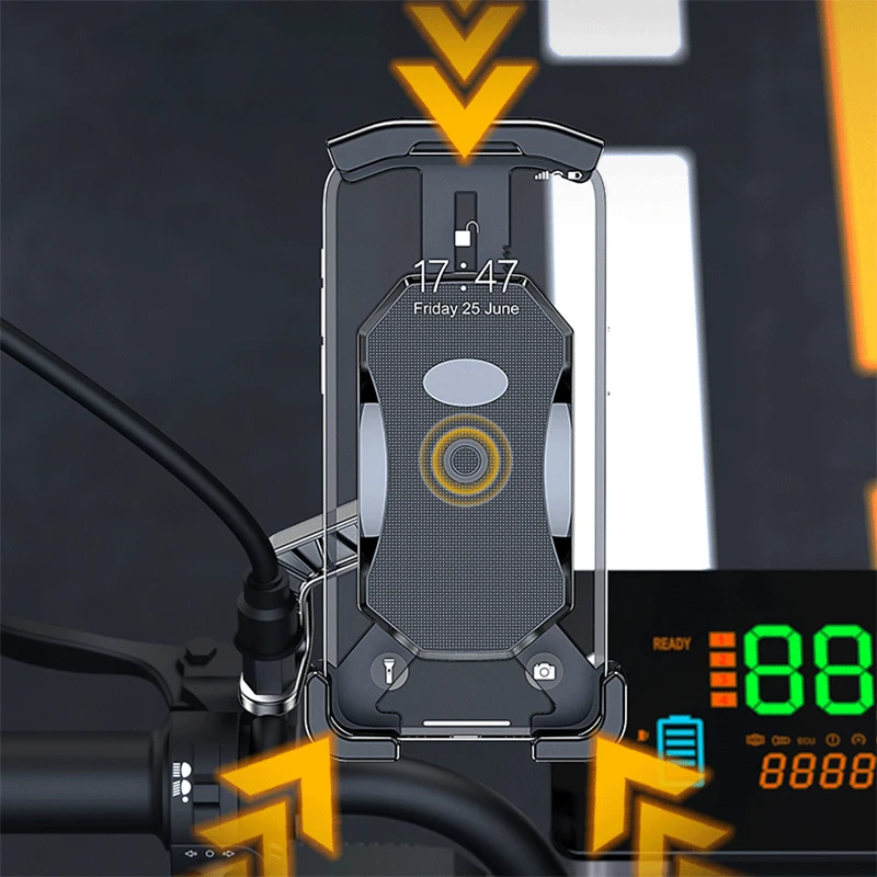 Soporte de teléfono para motocicleta, espejo retrovisor para motocicleta, soporte para teléfono móvil, bicicleta, Scooter, manillar, Clip de montaje para teléfono móvil - imagen 4