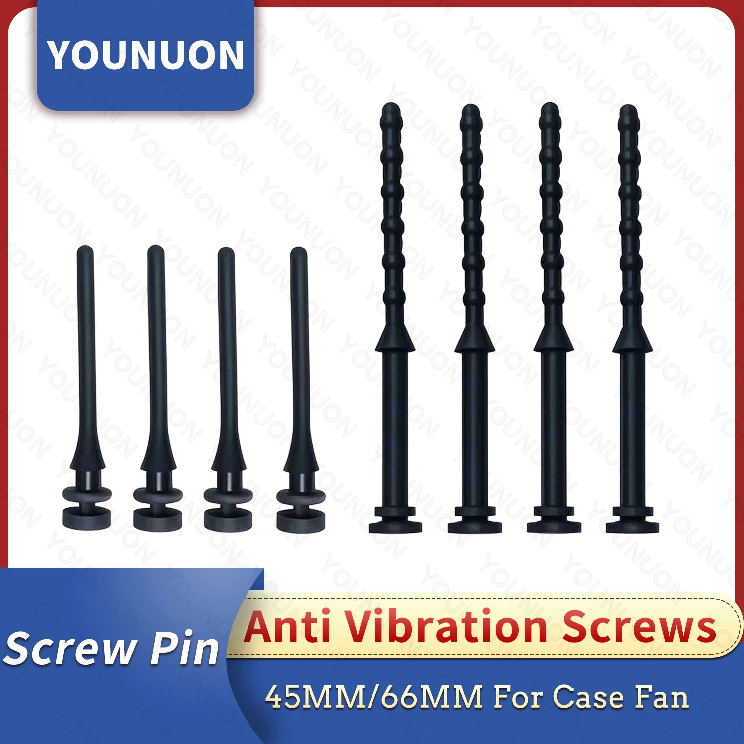 Pasador de tornillo de 45mm y 65mm, ventilador de goma con remache, ventiladores de absorción de ruido, montaje antivibración, tornillos de silicona, equipo de reducción de ruido