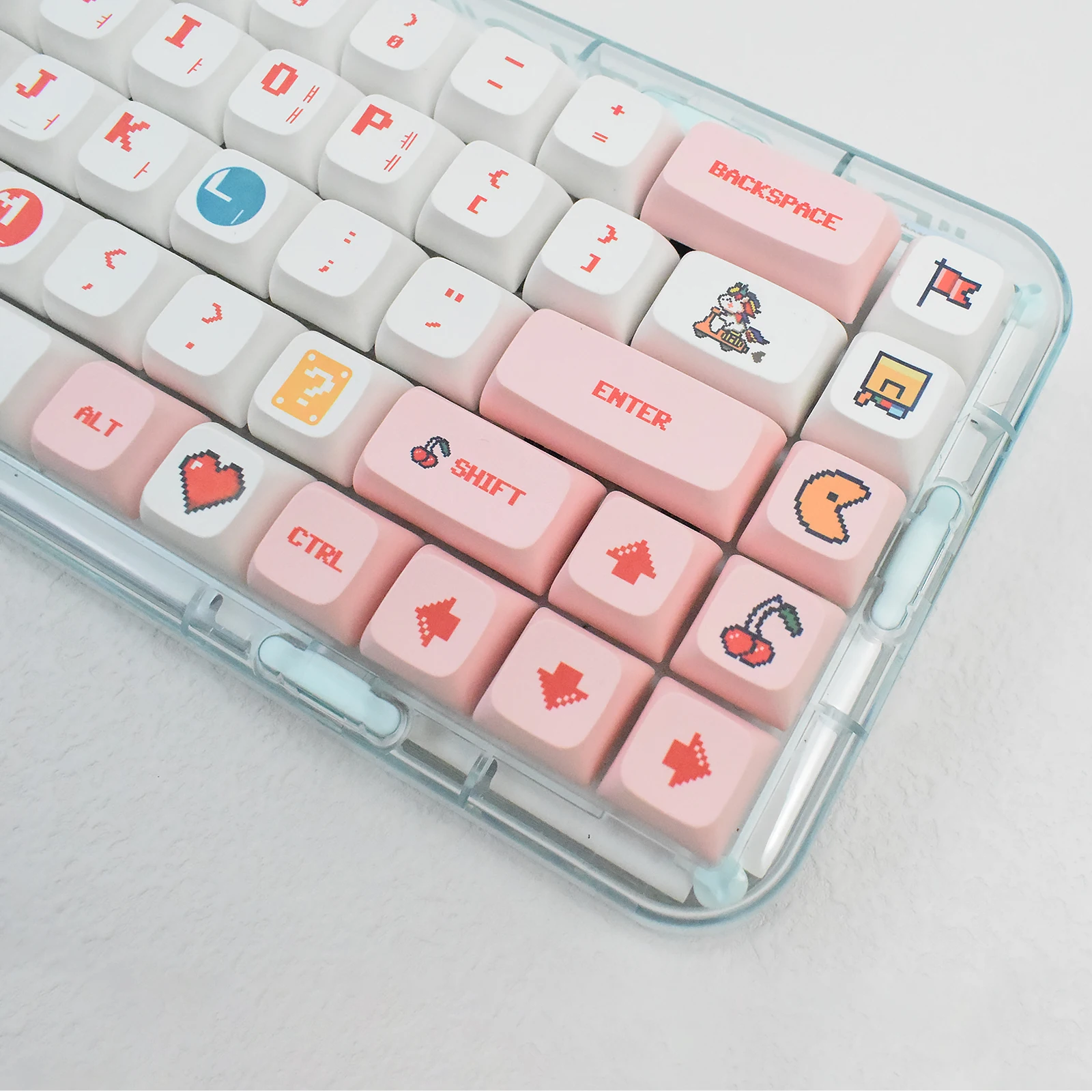 Teclas de color rosa de Pixel Wars, teclas bonitas, perfil XDA, tinte PBT, sublimación, para teclado mecánico MX Switch, 124 teclas - imagen 4