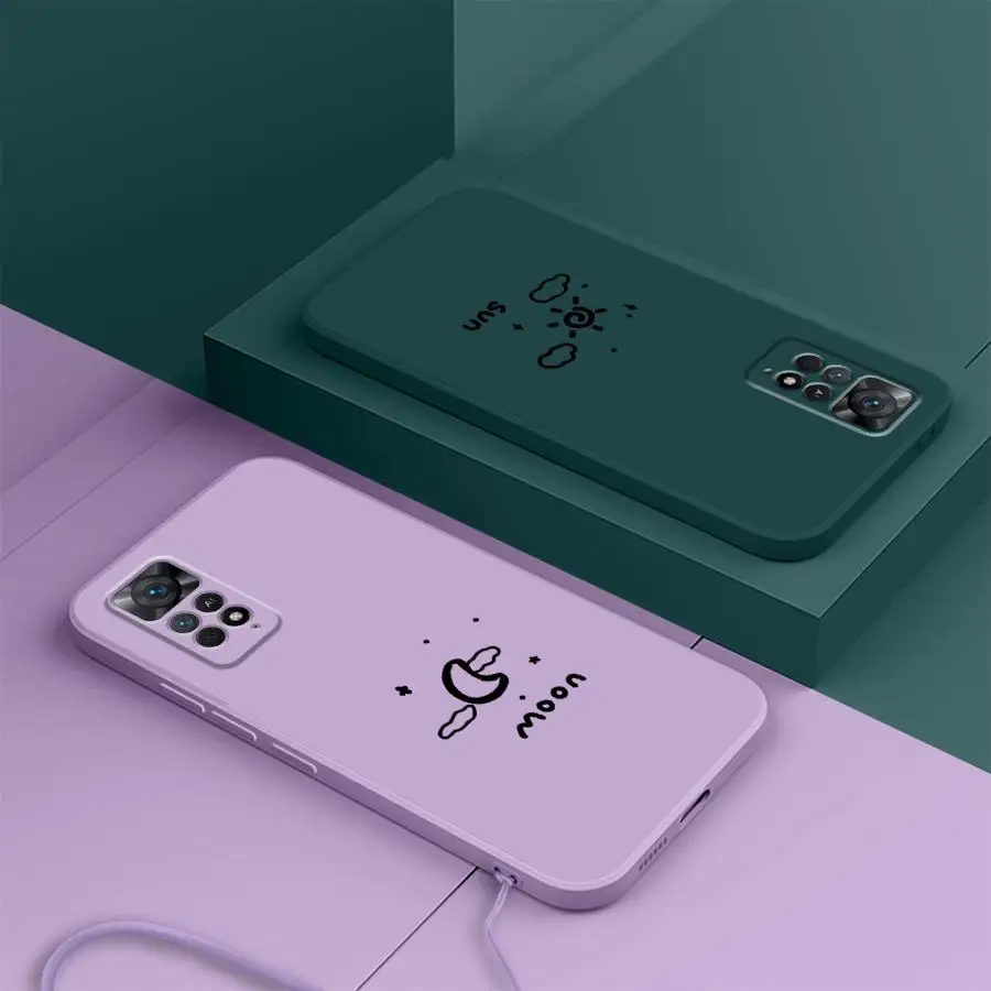 Funda de teléfono para Xiaomi Redmi Note 12s 13 12 ProPlus 14 Pro Plus 10 11s 10Lite 10 11 Pro línea de cubierta suave patrón de sol y luna - imagen 5