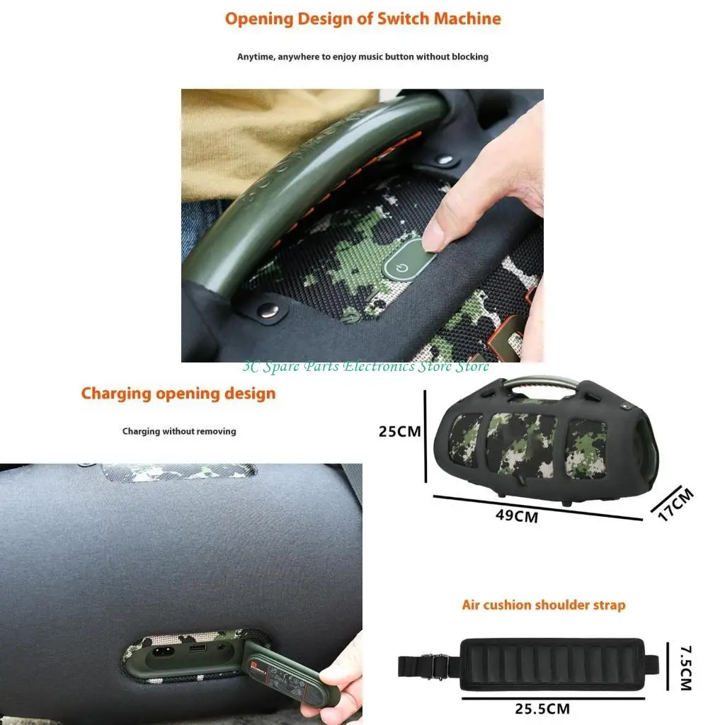 Caso transporte viajes 12 piezas para boombox 3 altavoces portátiles compatibles con cubierta reemplazo