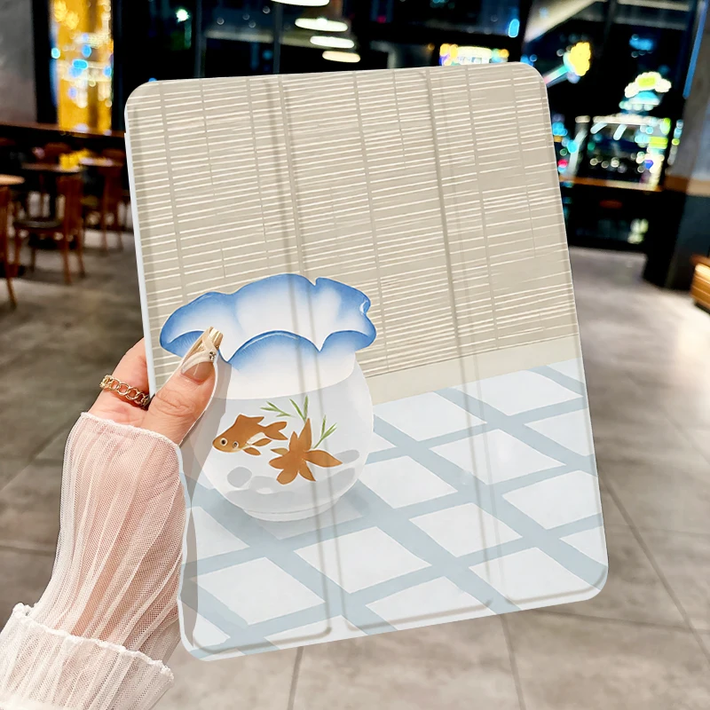 Funda de tableta Lucky koi para iPad pro 10/11 pulgadas 2020/6/7th /8th /Air 3rd/Air 4th/9th gen/Air 5th Gen 2022/Air 11 anticaída