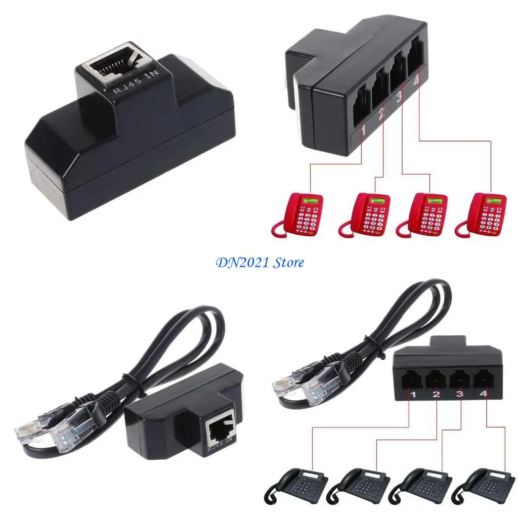 F3KE teléfono red telefónica RJ11 6P4C a 4 Ethernet RJ45 8P8C macho F/M Cable convertidor adaptador