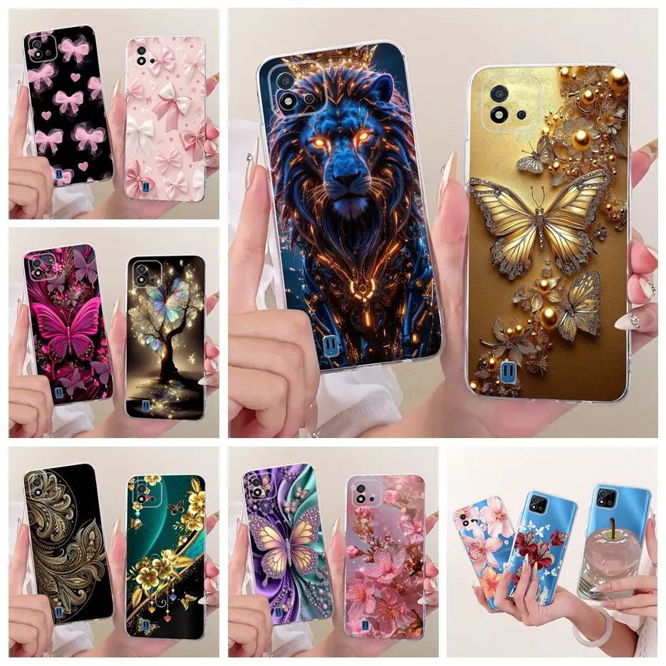 Para Realme C11 2021 funda RMX3231 nueva funda pintada de mariposa suave funda de teléfono delgada para Realme C20 C 11 RealmeC11 2021 2020 Fundas