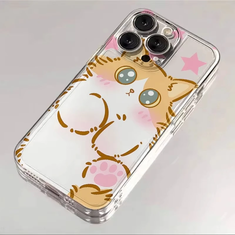 Funda de teléfono transparente con bonitos gatos grises y naranjas para iPhone 17 Air 17 16 15 14 Plus 13 12 11 Pro Max XR XS MAX MINI cubierta trasera de parachoques - imagen 5