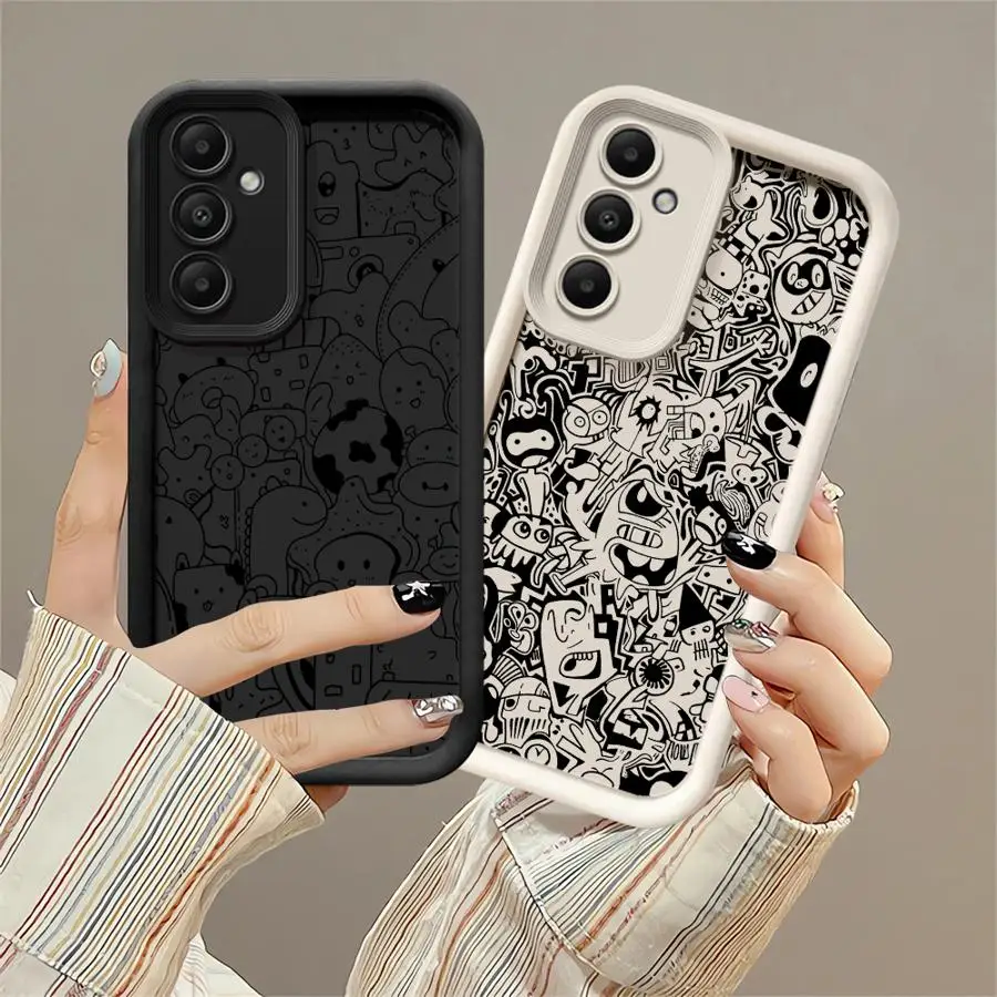 Funda de teléfono de TPU suave Irregular con dibujo de líneas para Samsung Galaxy A73 A56 A24 A35 A52 A32 A21s A55 A22 A25 A26 A33 A54 A36