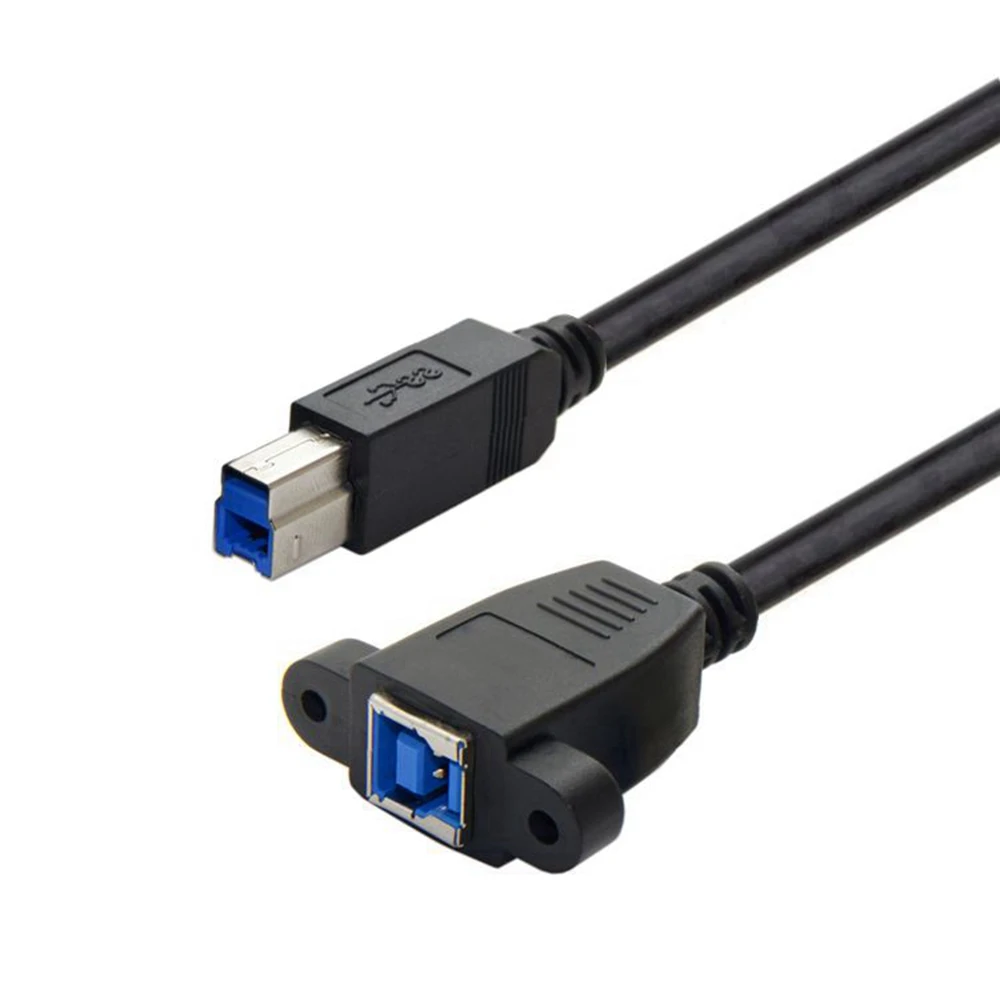 Cable de extensión USB3.0 B macho a hembra de 0,5 M, cable de extensión de puerto de impresión USB3.0 con orificio de tornillo bloqueable