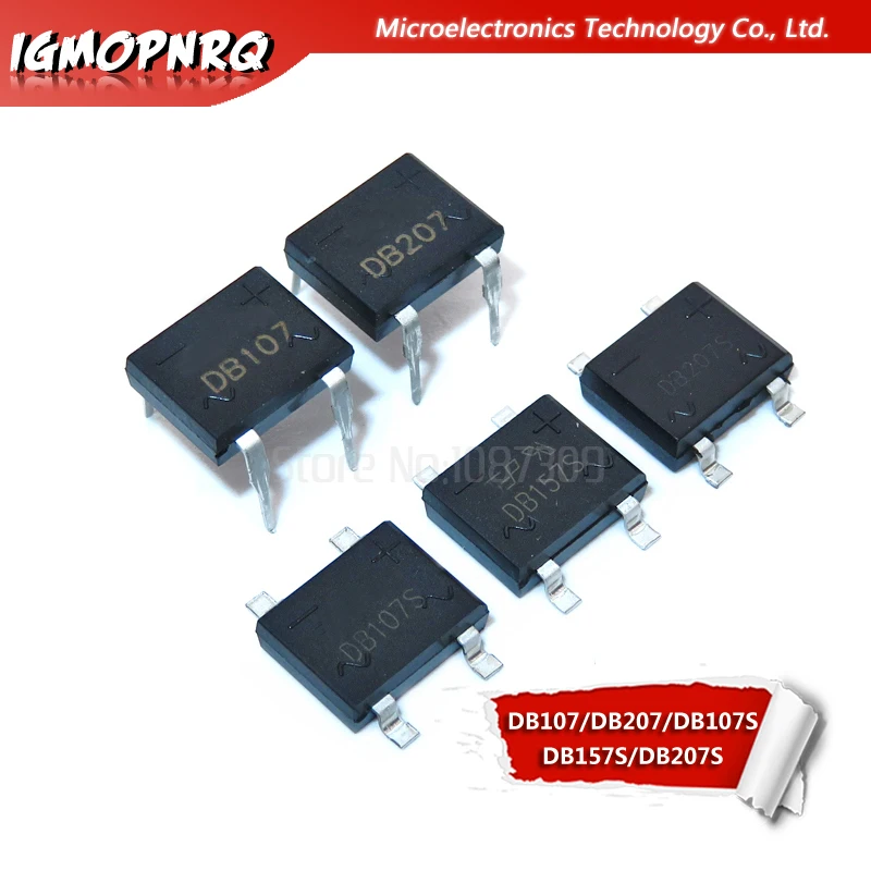 Rectificadores de puente 20 piezas, DB107S, DB107, DB207S, DB207, DB157S, 2A, 1000V, 1A, 1000V, nuevo y original