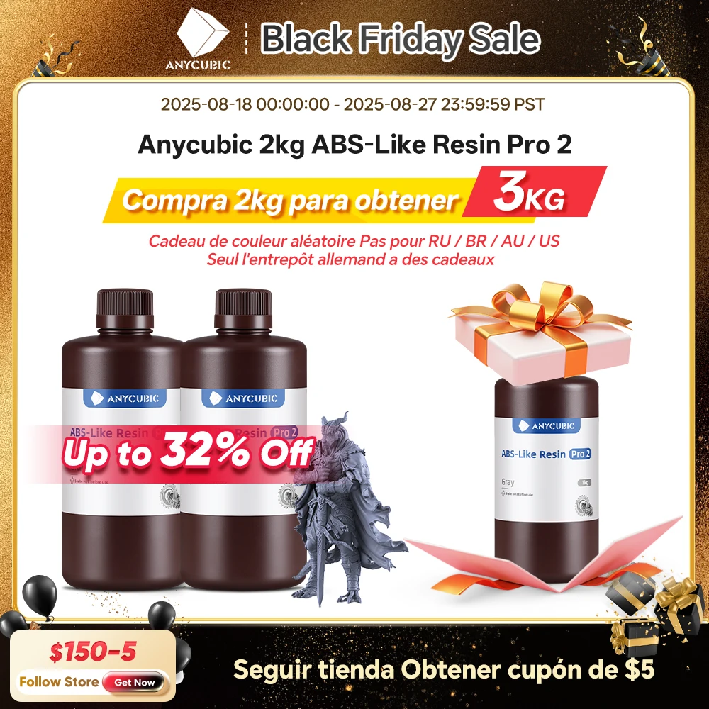 ANYCUBIC-resina de poliresina fotosensible ABS Pro 2, alta precisión con contracción mínima para impresora LCD 3D, 405nm - imagen 2