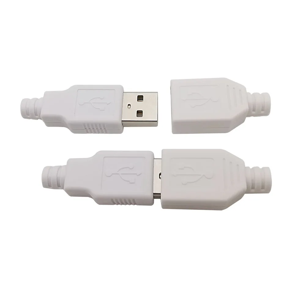 5/10 Uds tipo A macho hembra USB 4 pines enchufe adaptador de conector de soldadura con cubierta de plástico blanco negro tipo A Kits de bricolaje - imagen 3