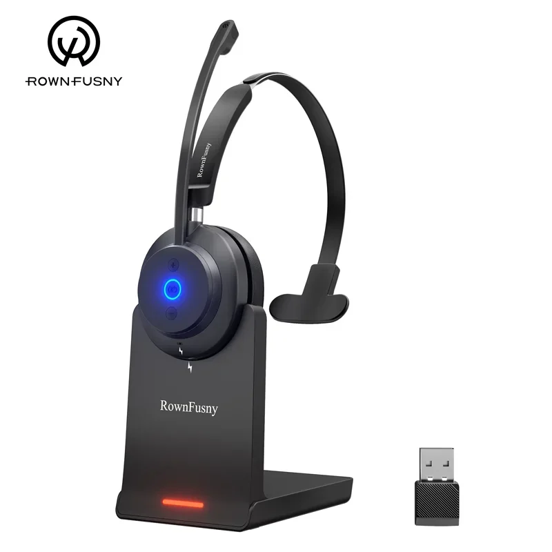 RownFusny Call Center Auriculares inalámbricos Bluetooth 5,3 Auriculares para computadora Auriculares Bluetooth con micrófono de reducción de ruido USB R03 - imagen 2