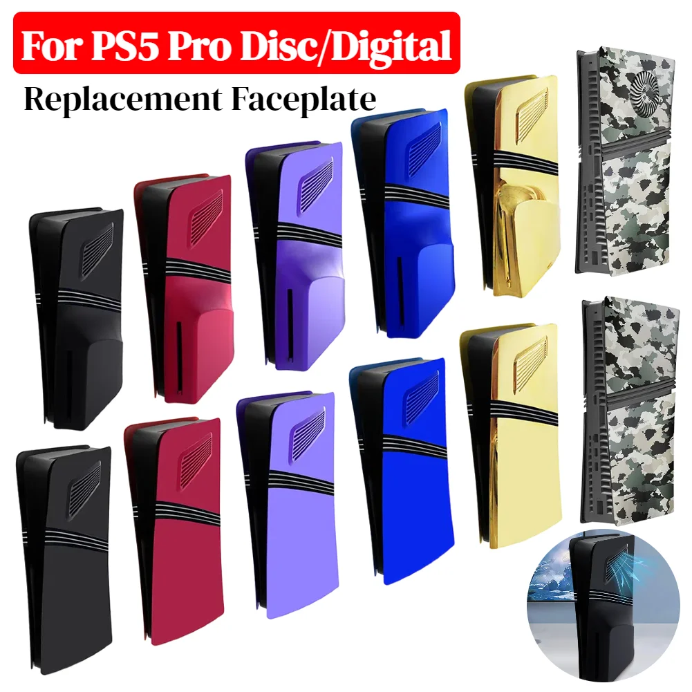 Cubierta de consola frontal, carcasa dura ABS, placas de cubierta a prueba de golpes con ventilación de refrigeración para consola PS5 Pro Disc/Edición Digital