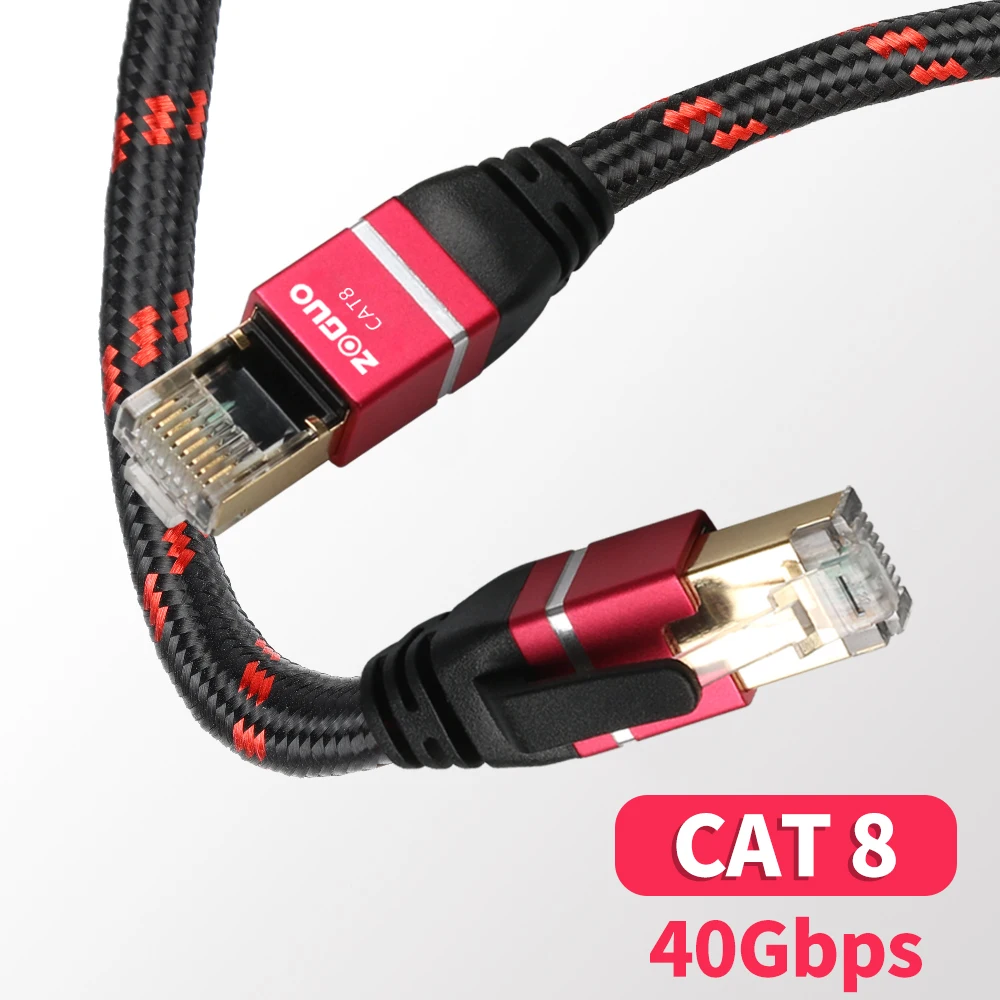 ZOGUO CAT8 Cable Ethernet enrutador RJ45 Internet Lan SFTP 40Gbps 2000MHz red con algodón trenzado para portátil IPTV PS4 CAT8/7/6 - imagen 2