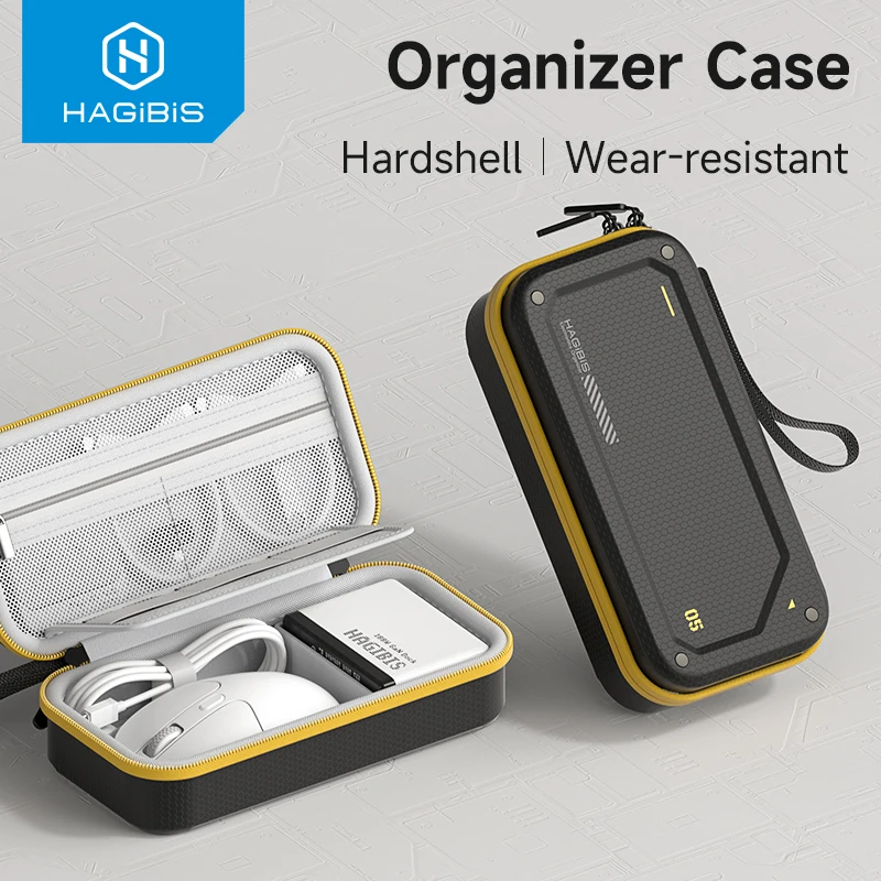 Hagibis-organizador electrónico, bolsa de Estuche De Viaje, carcasa dura de EVA, bolsa de transporte portátil de PU para accesorios de Cables de cargador de ratón