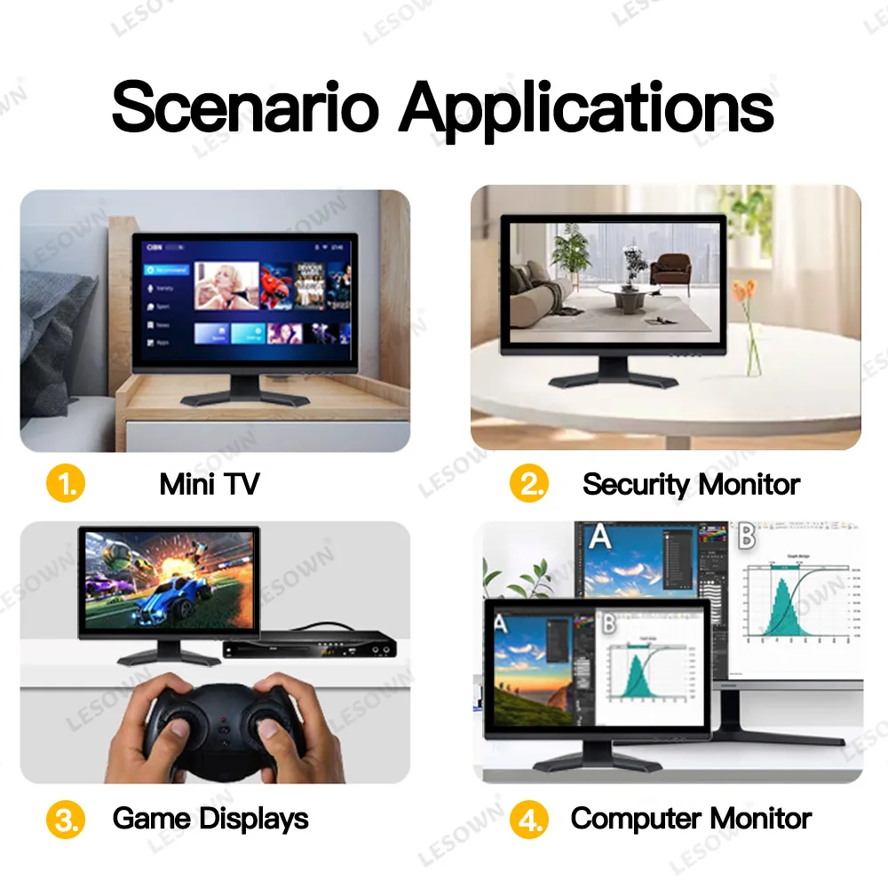 LESOWN-pantalla táctil LCD resistiva con VGA, HDMI, interfaz USB, 18,5 pulgadas, 1920x1080 FHD - imagen 4