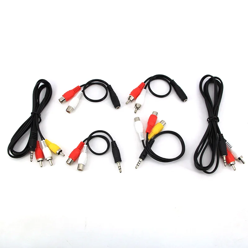 Conector hembra macho de 3,5mm, cable adaptador de Audio RCA hembra macho de 3, 4 polos a 2, 3 vías, cable de conexión a televisores, altavoces, vídeo estéreo A7 - imagen 2