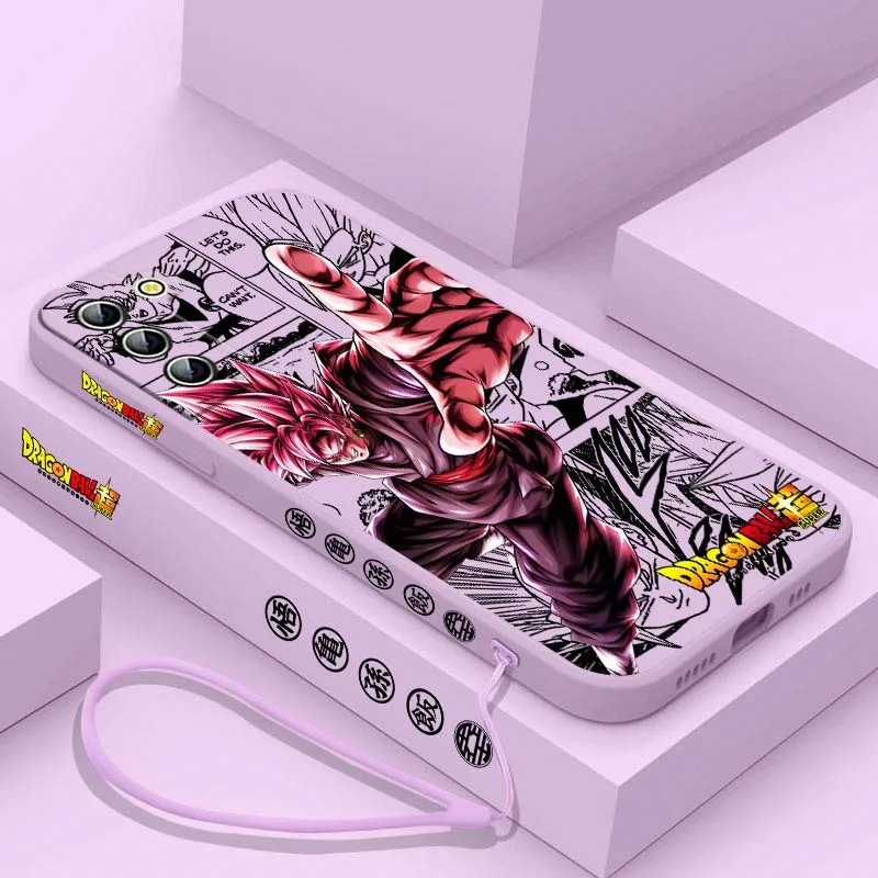 D-Dragon Ball Son Goku Manga funda para Samsung Galaxy S25 S24 S23 S22 S21 S10 FE Plus Ultra 5G funda de teléfono con cuerda izquierda líquida - imagen 5