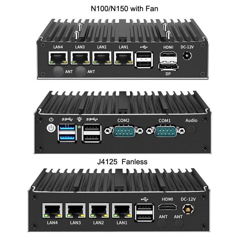 Enrutador suave N150 N100 DDR4 SO-DIMM J4125 PCIe/SATA Mini PC Industrial sin ventilador 2/4*2,5G i225v/i226 LAN pfSense Firewall ordenador