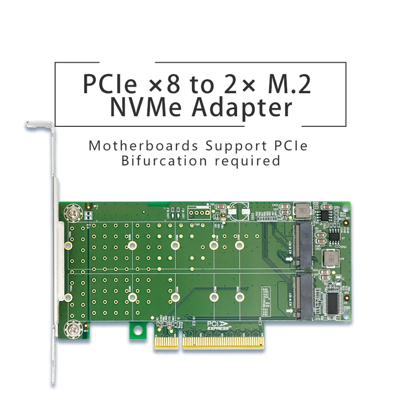 Tarjeta de expansión del adaptador PCIe x8 a 'Dual M.2 M Key NVMe, la placa base BIOS necesita configurar bifurcación PCIe. - imagen 2