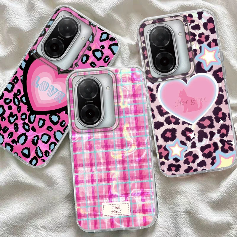 Para Xiaomi 14T Pro 13T 11 Lite 5G funda de teléfono lindo Rosa amor corazón gradiente láser Glaciar a prueba de golpes funda protectora de TPU de moda