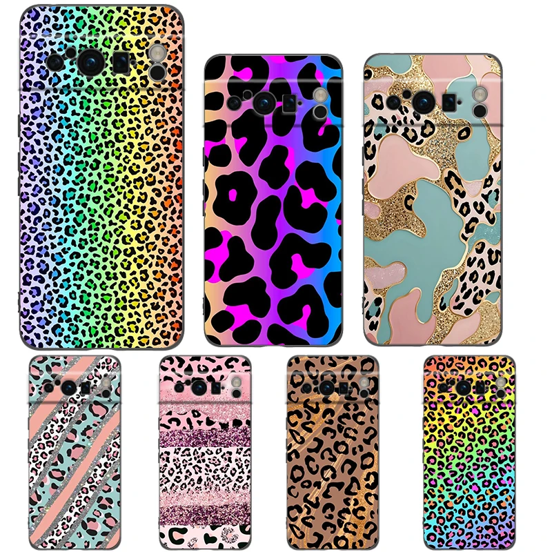 Para Google Pixel 10 Pro funda de teléfono Pixel 9 Pro XL TPU funda Pixel 8 Pro 9A 8A 7A 7 6A 6 Pro funda suave con estampado de leopardo